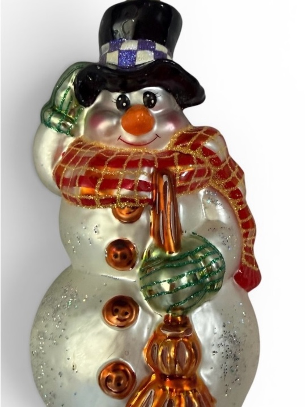 Hand-Painted Glass Snowman Ornament Chilly SweeperChristopher Radko C